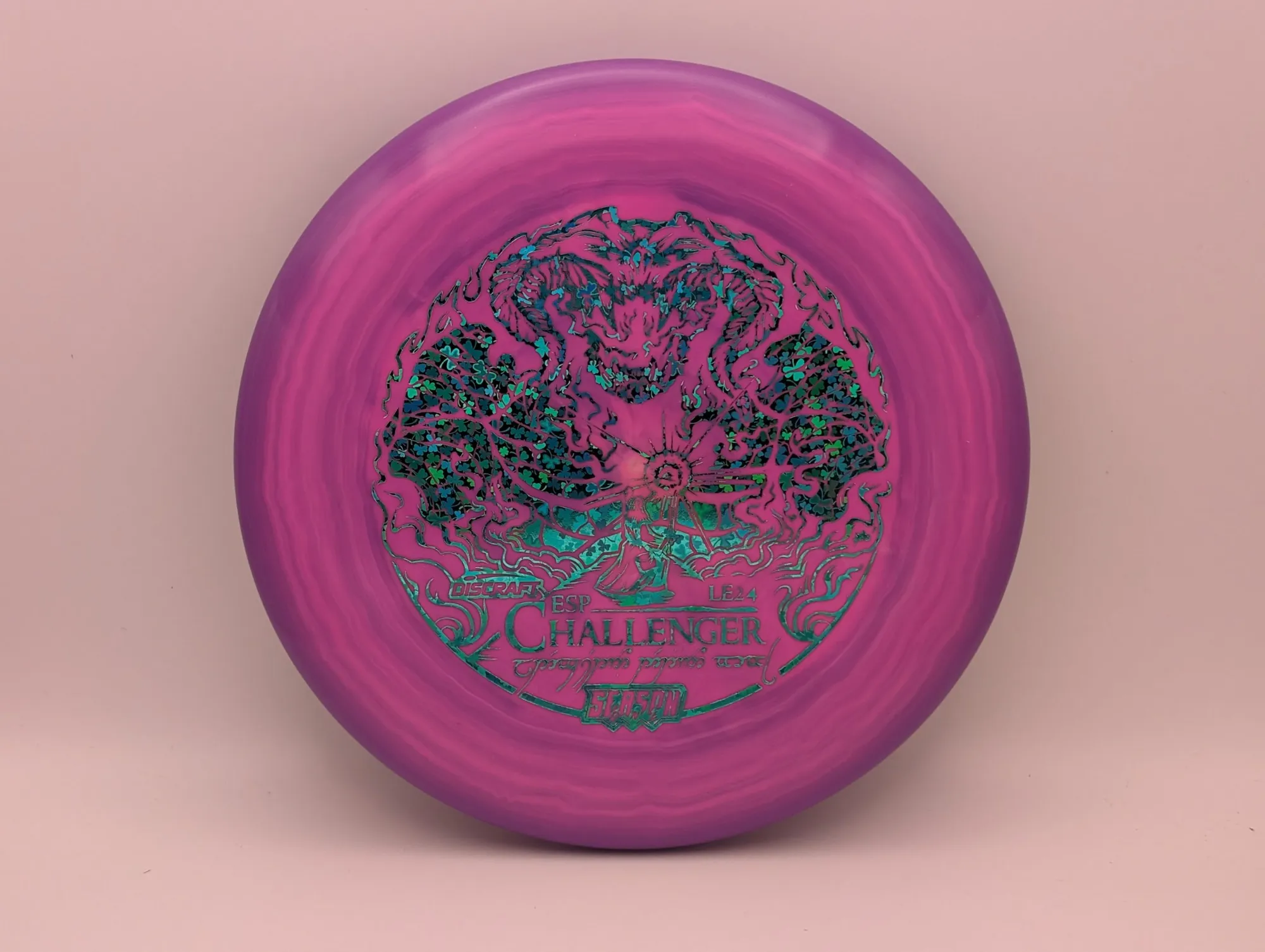 Photo of this disc, ESP Swirl, 173-174 g, Purple/Clover