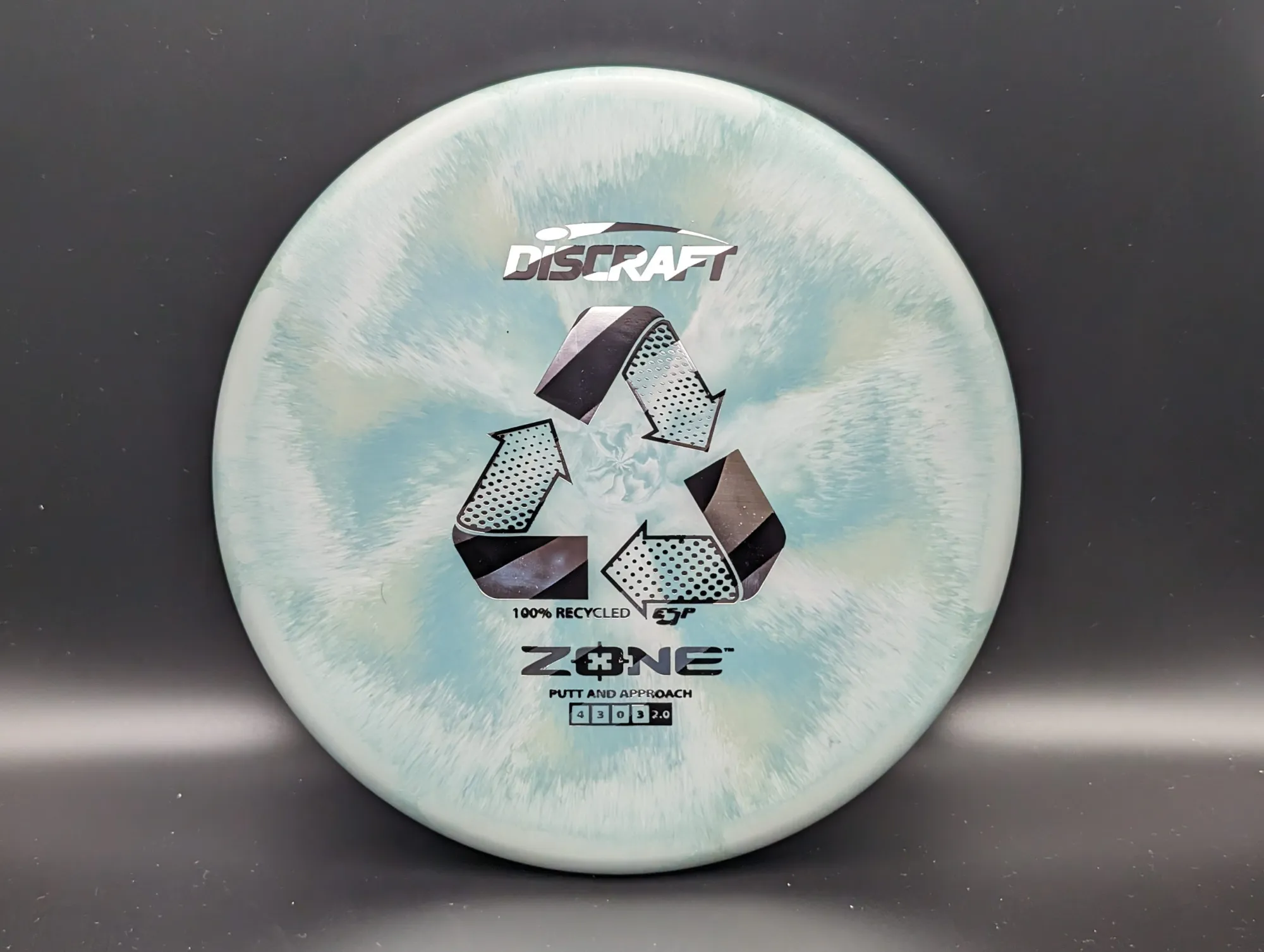Photo of this disc, Recycled ESP, 173-174 g, Green-Blue/Zebra, D8202