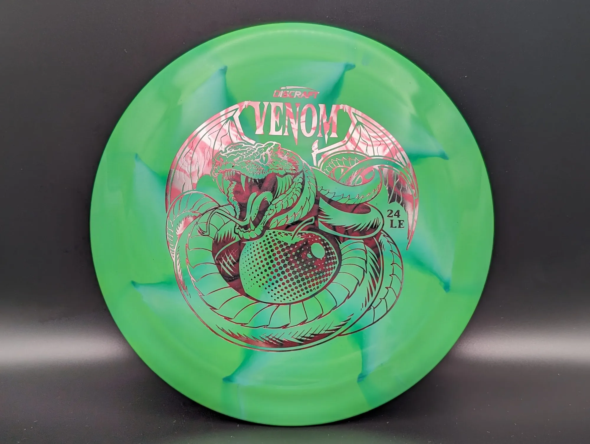 Photo of this disc, ESP Swirl, 167-169 g, Green/Rose