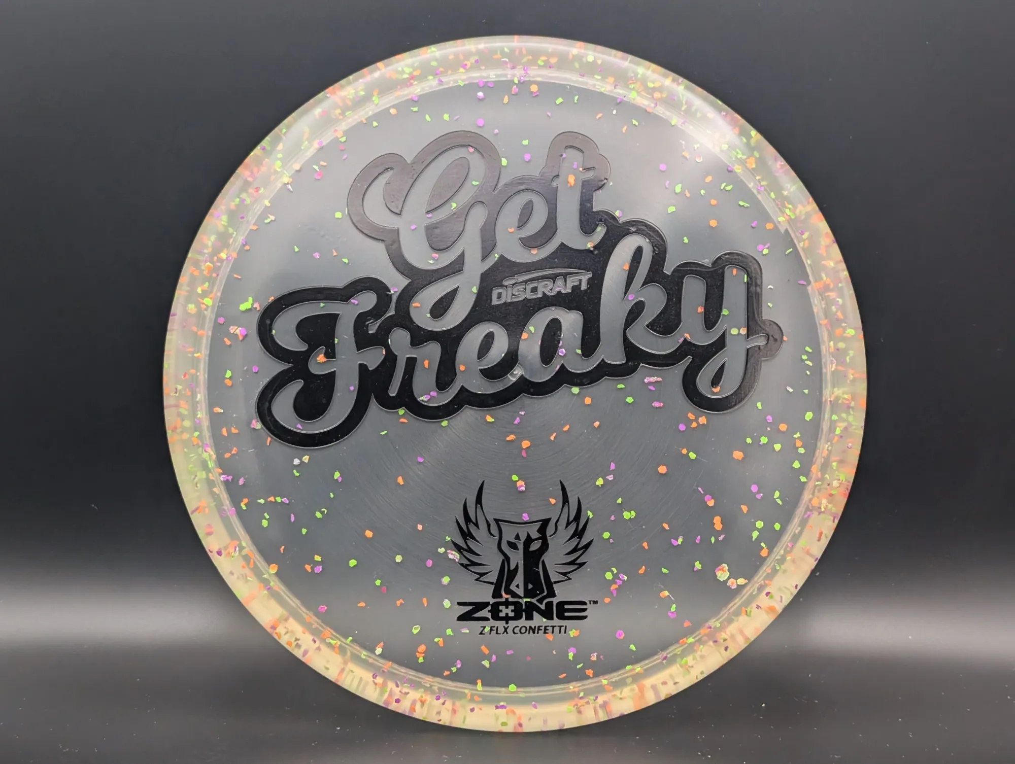 Photo of this disc, Z FLX Confetti, 173-174 g, Kinda Clear/Black, E1058