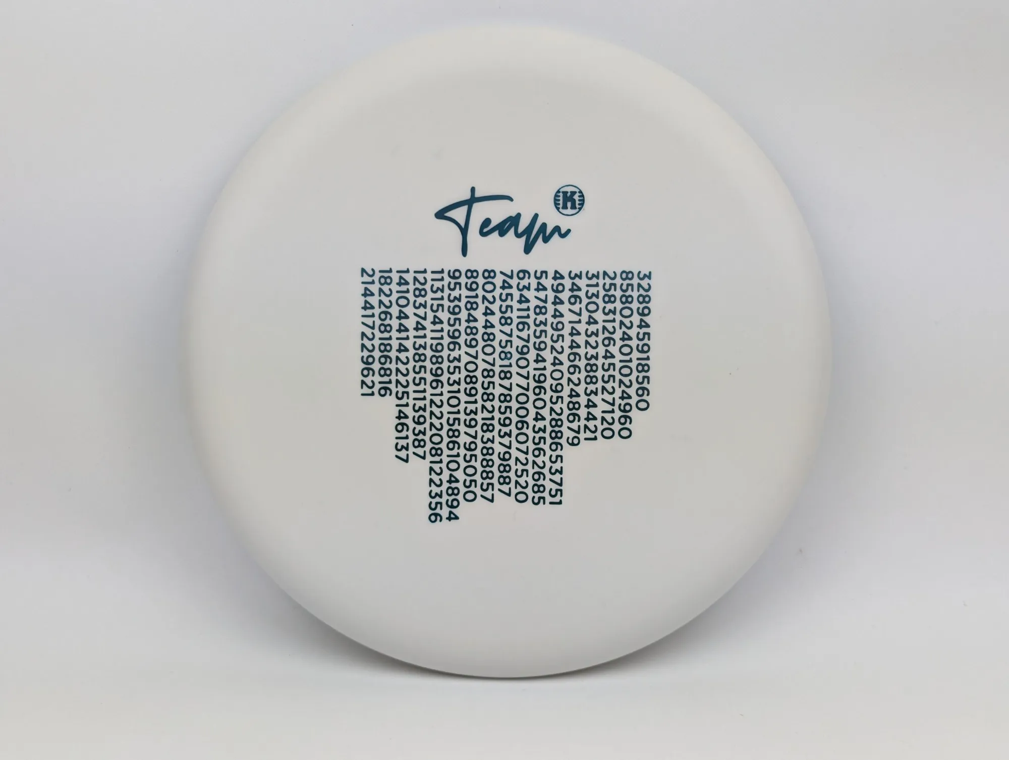 Photo of this disc, K3 Glow, 176 g, White/Teal