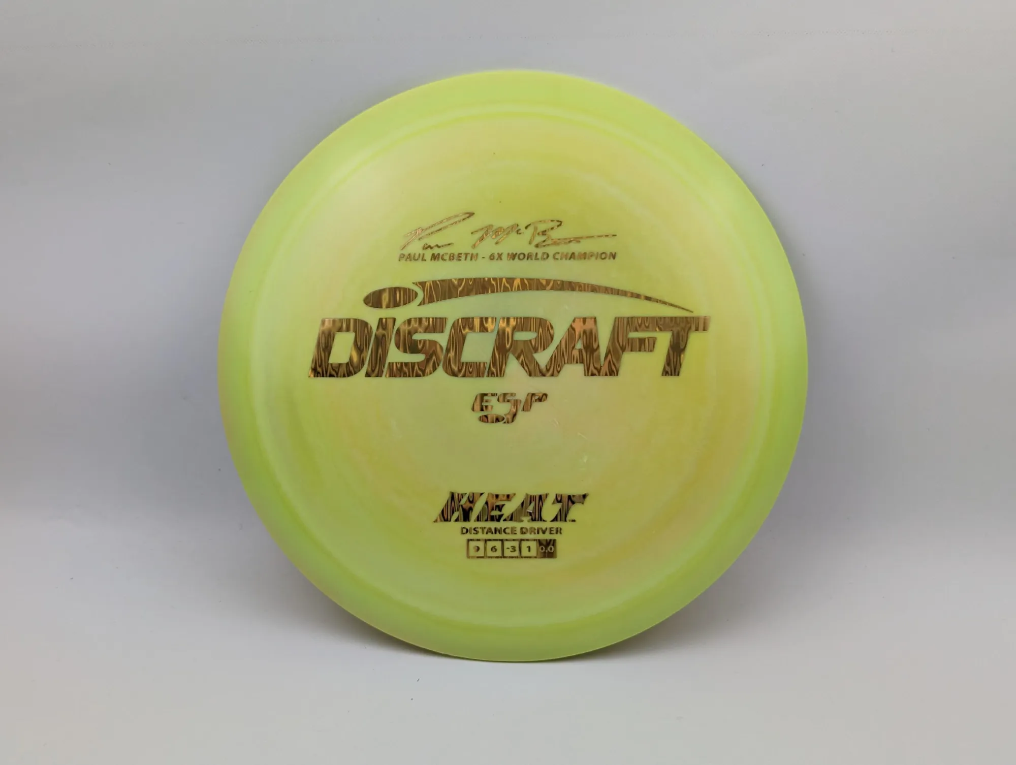 Photo of this disc, ESP, 173-174 g, Green/Gold, D6442