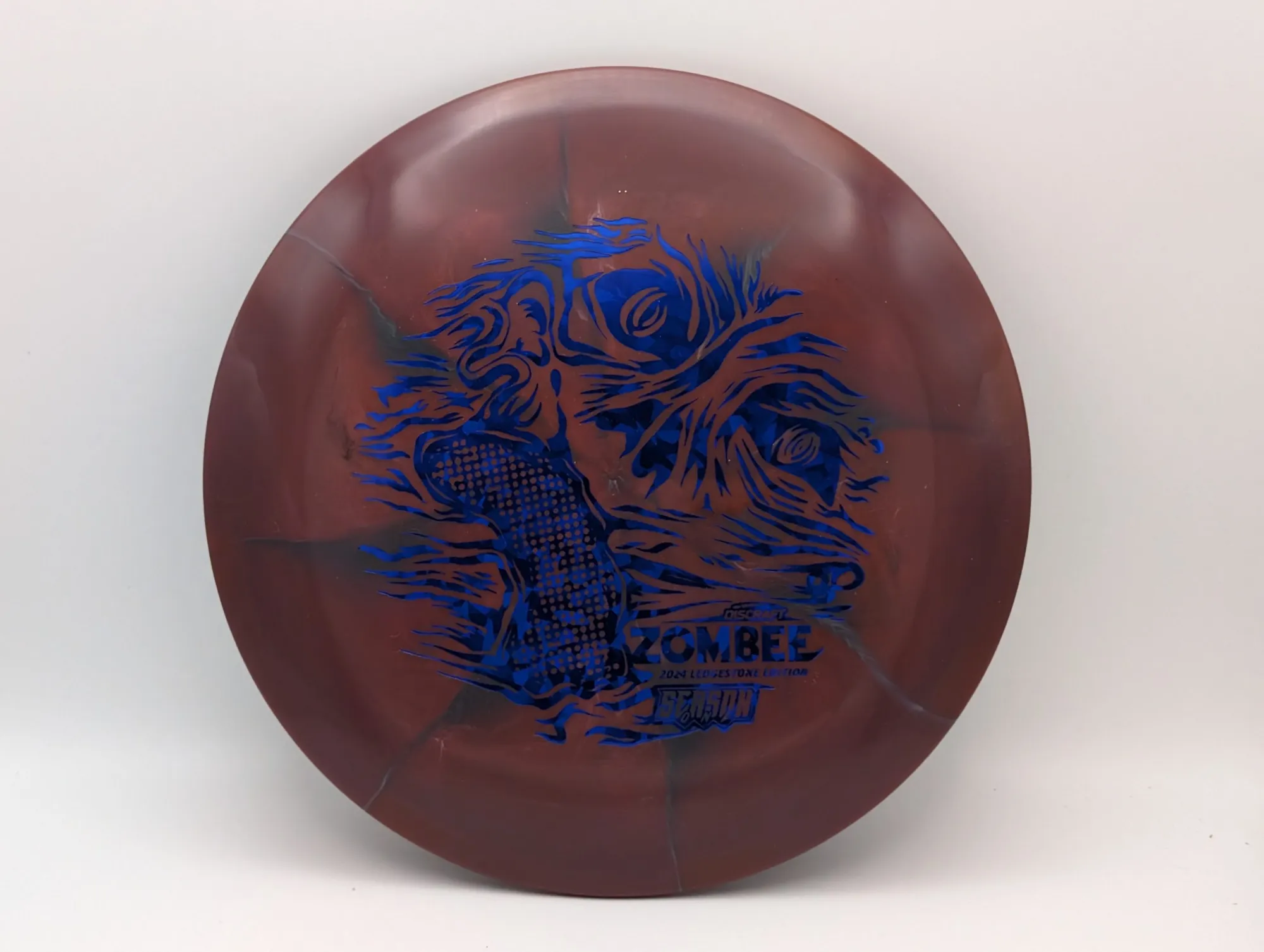 Photo of this disc, ESP Swirl, 170-172 g, Burgundy/Blue