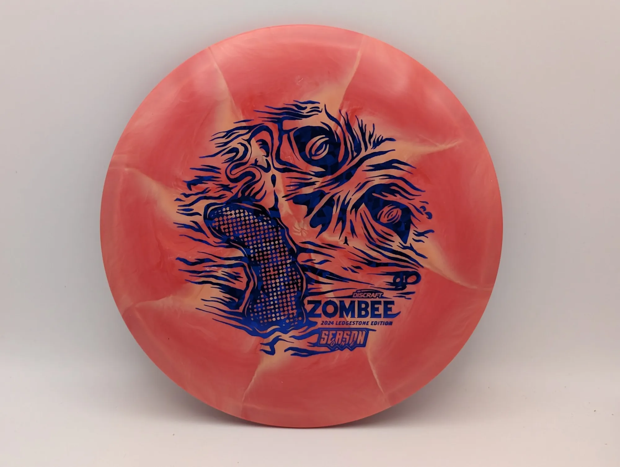 Photo of this disc, ESP Swirl, 173-174 g, Pink-Orange/Blue