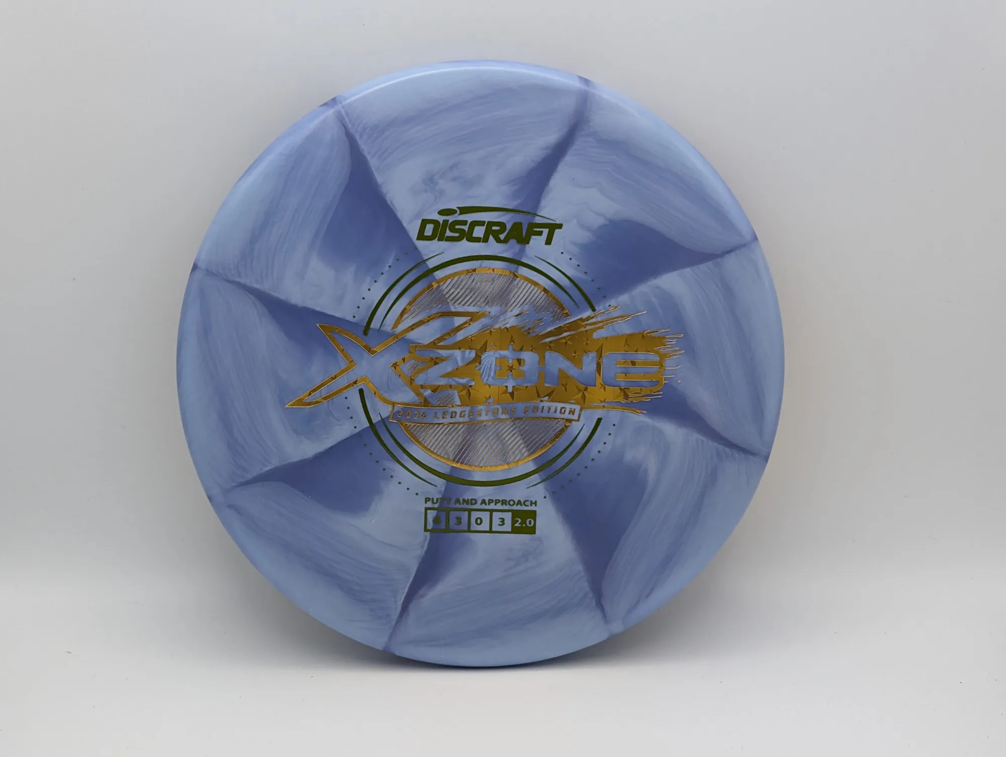 Photo of this disc, X Swirl, 173-174 g, Purple/Gold Star, D7494