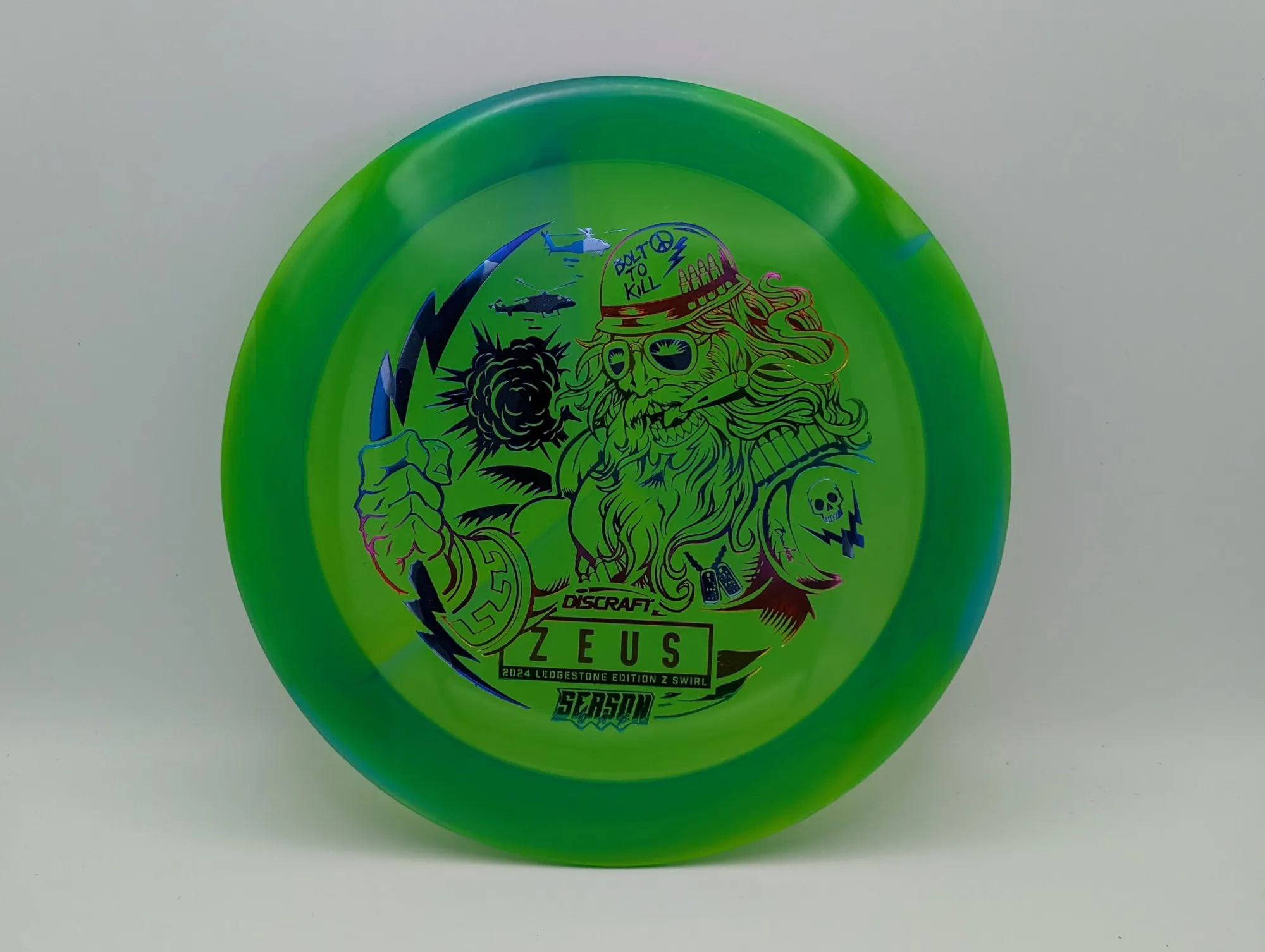 Photo of this disc, Z Swirl, 173-174 g, Green/Rainbow, D7870