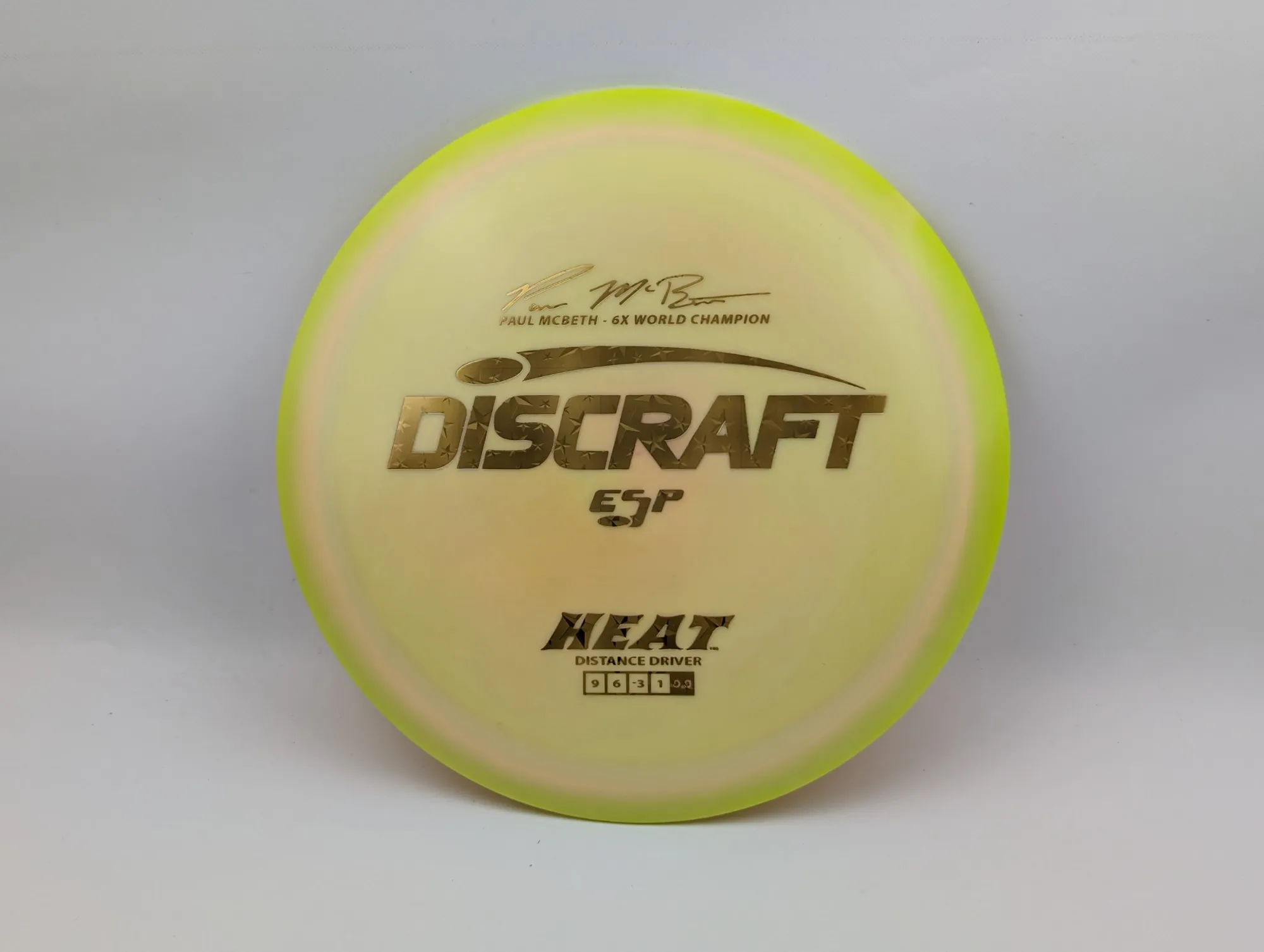 Photo of this disc, ESP, 173-174 g, Green/Gold Stars, D6444