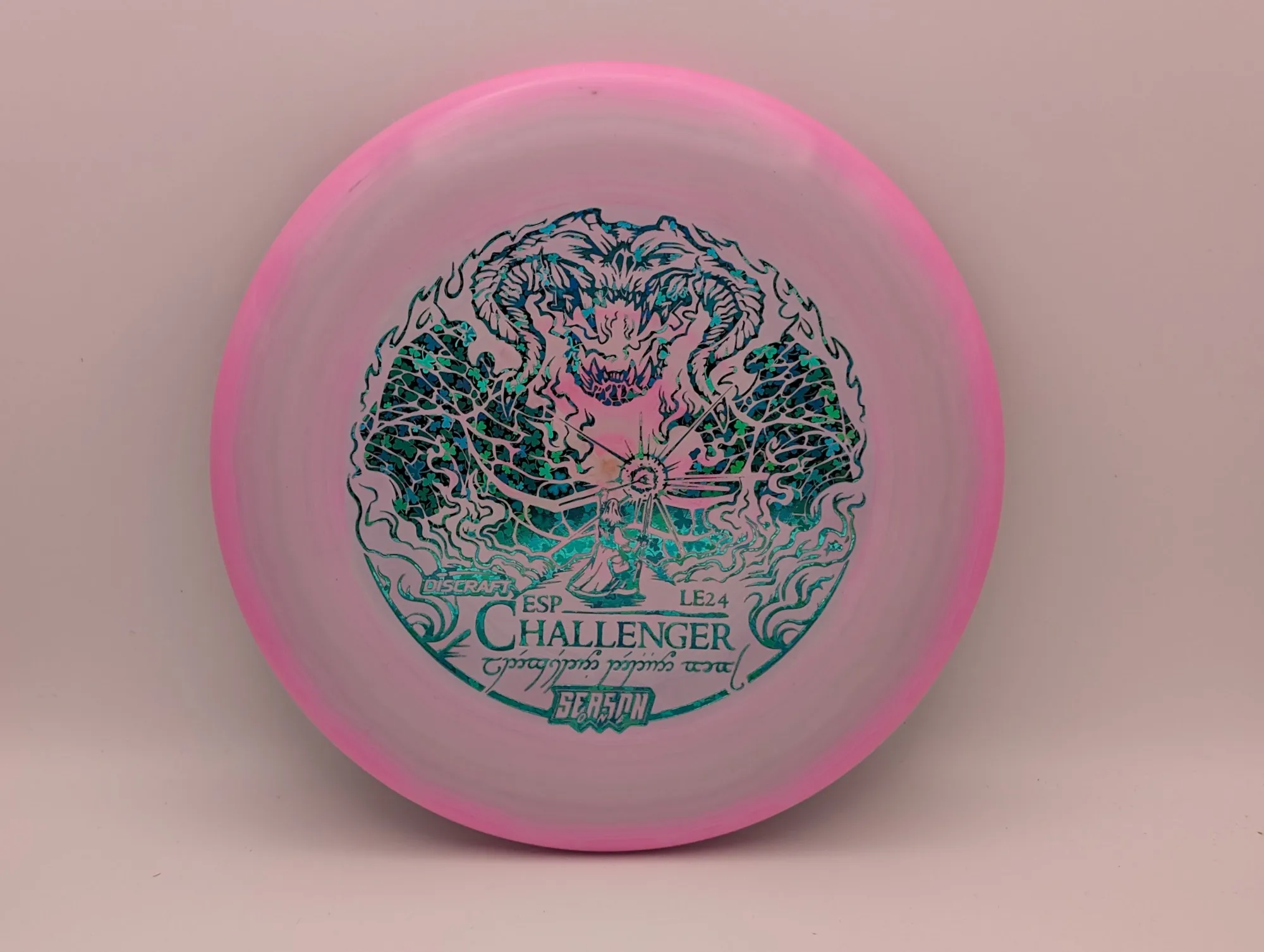 Photo of this disc, ESP Swirl, 173-174 g, Pink/Clover