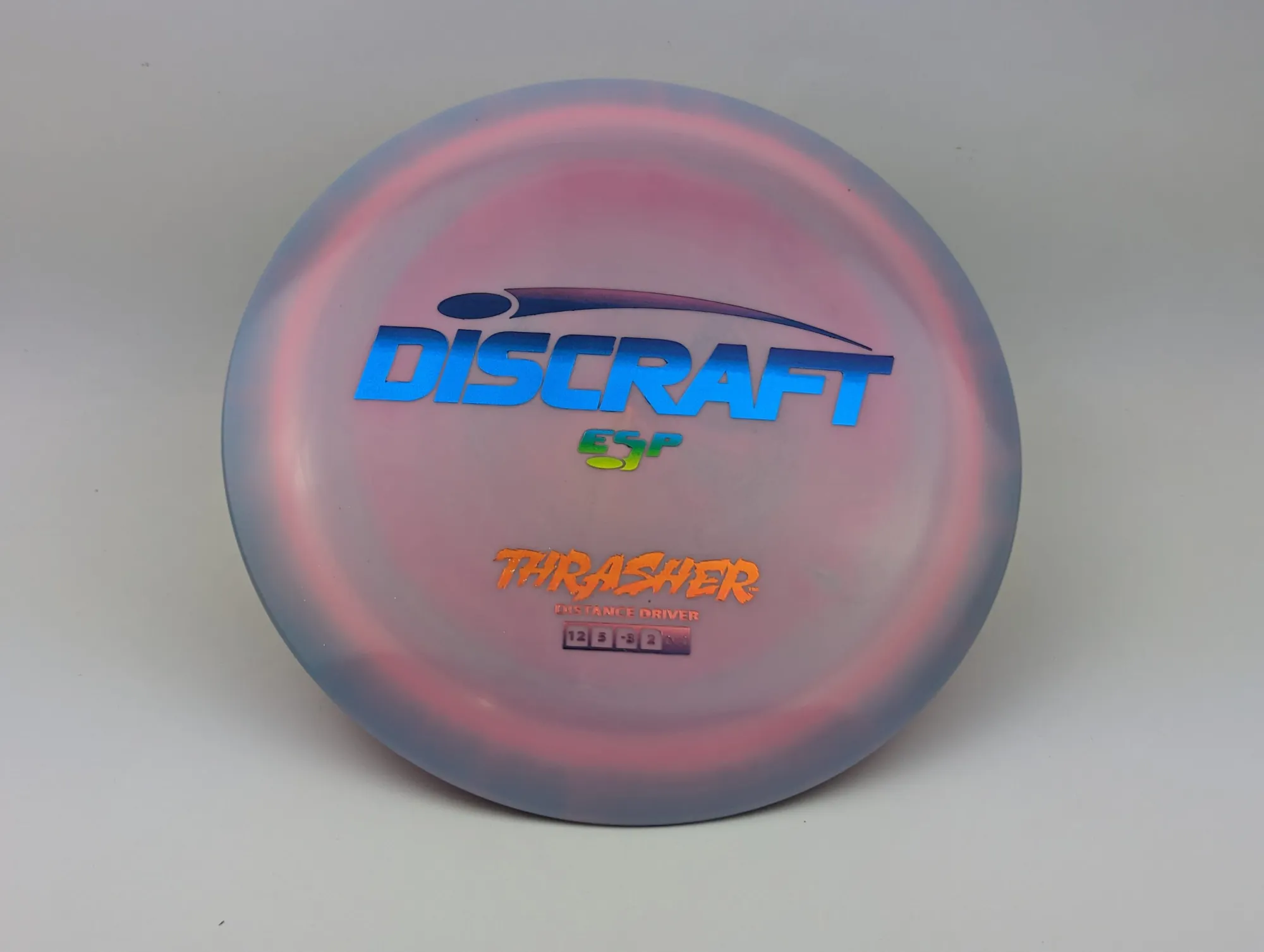 Photo of this disc, ESP, 173-174 g, Purple-Pink/Rainbow, D4667