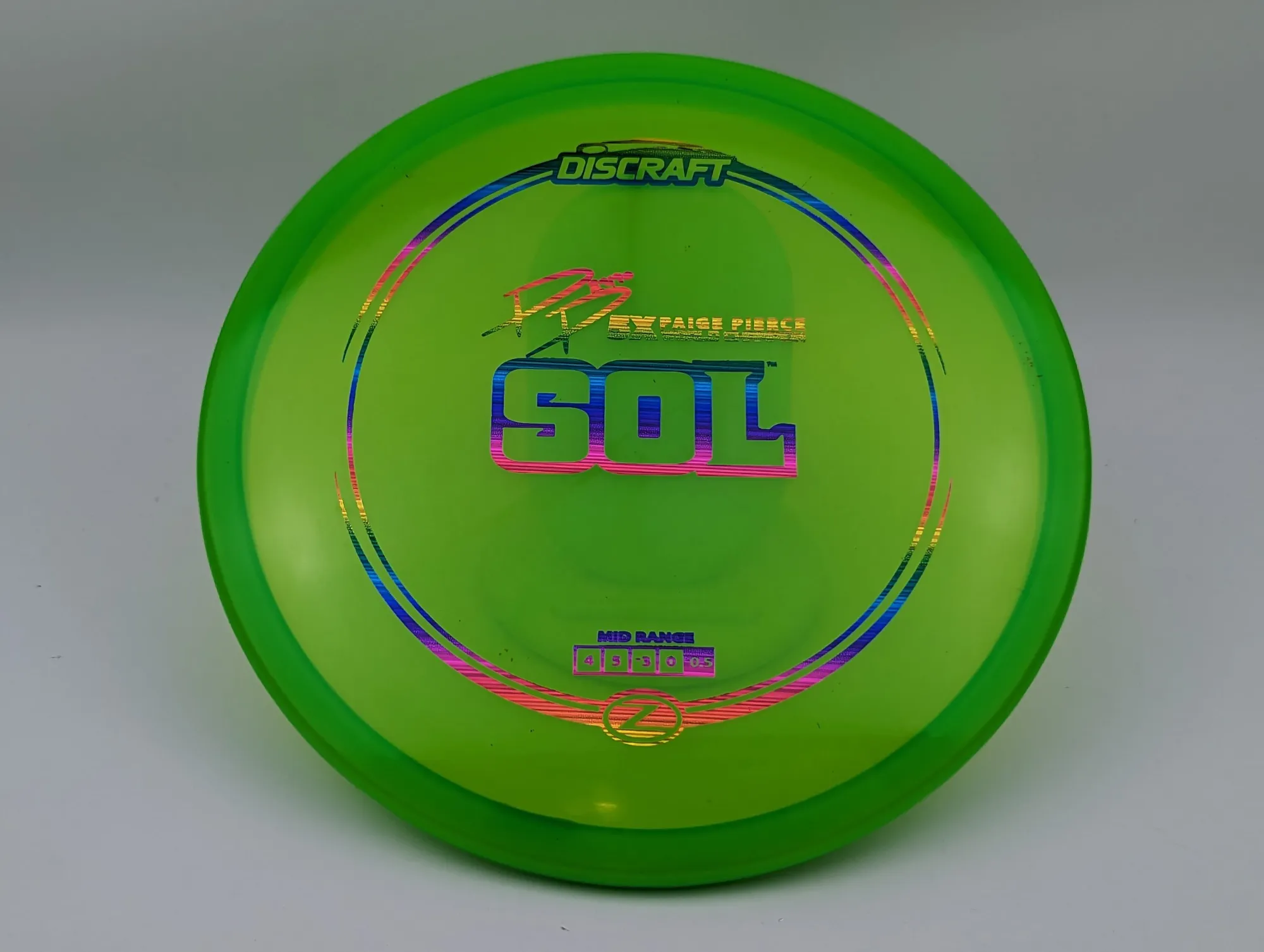Photo of this disc, Z, 170-172 g, Green/Rainbow