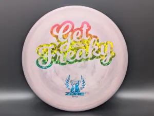 Photo of this disc, ESP FLX, 173-174 g, Pale Pink-Orange/Shatter Rainbow, D9592, full size