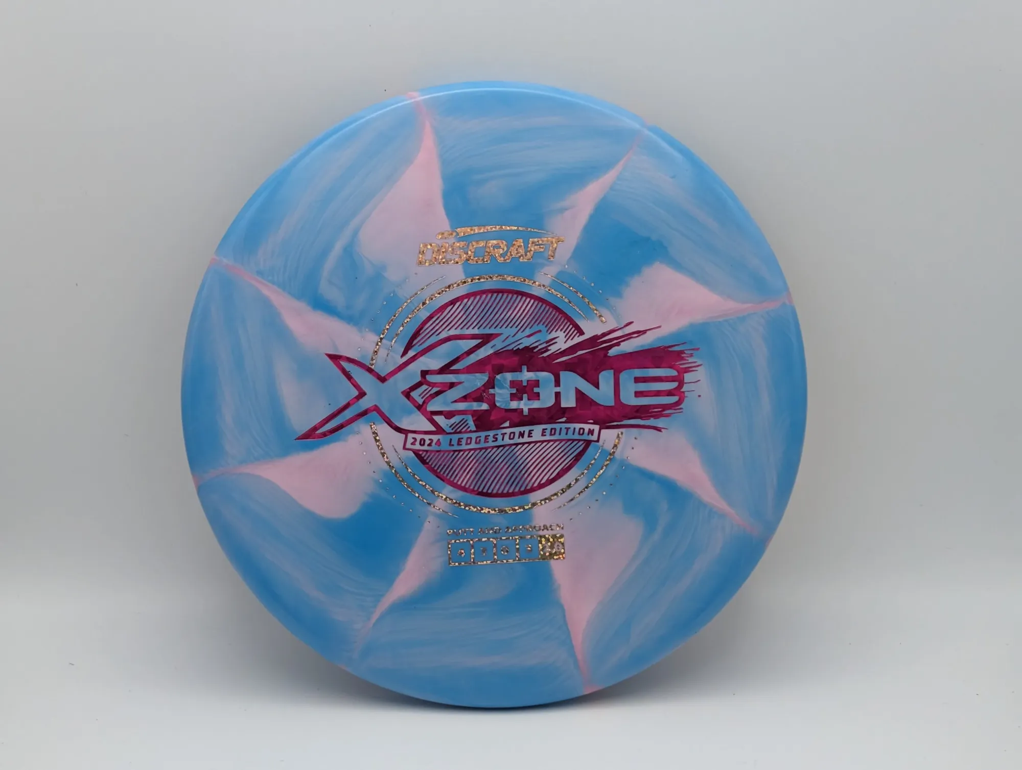 Photo of this disc, X Swirl, 173-174 g, Blue/Purple Shatter, D7502