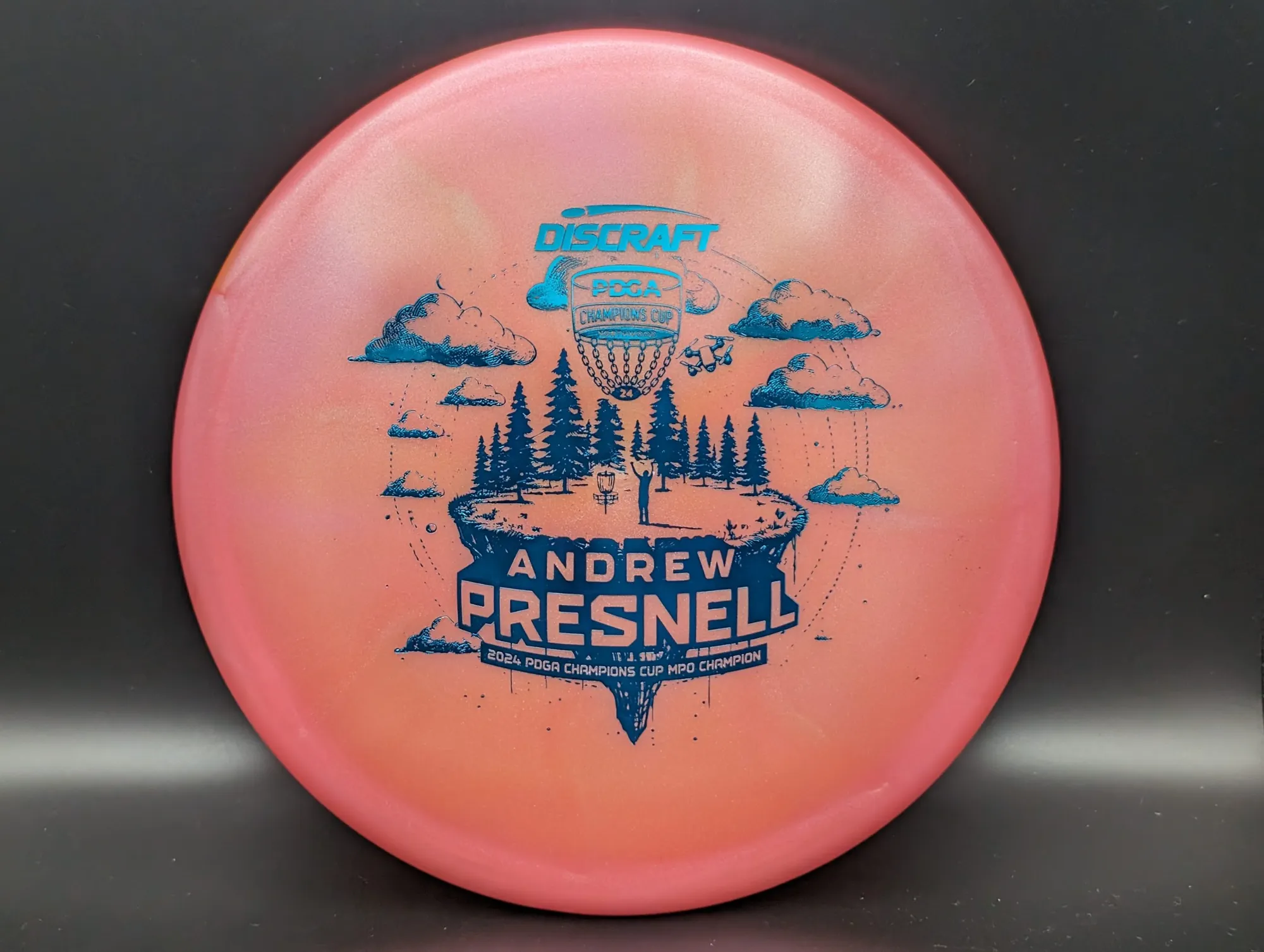 Photo of this disc, Z Swirl Colorshift, 173-174 g, Pink-Orange/Blue