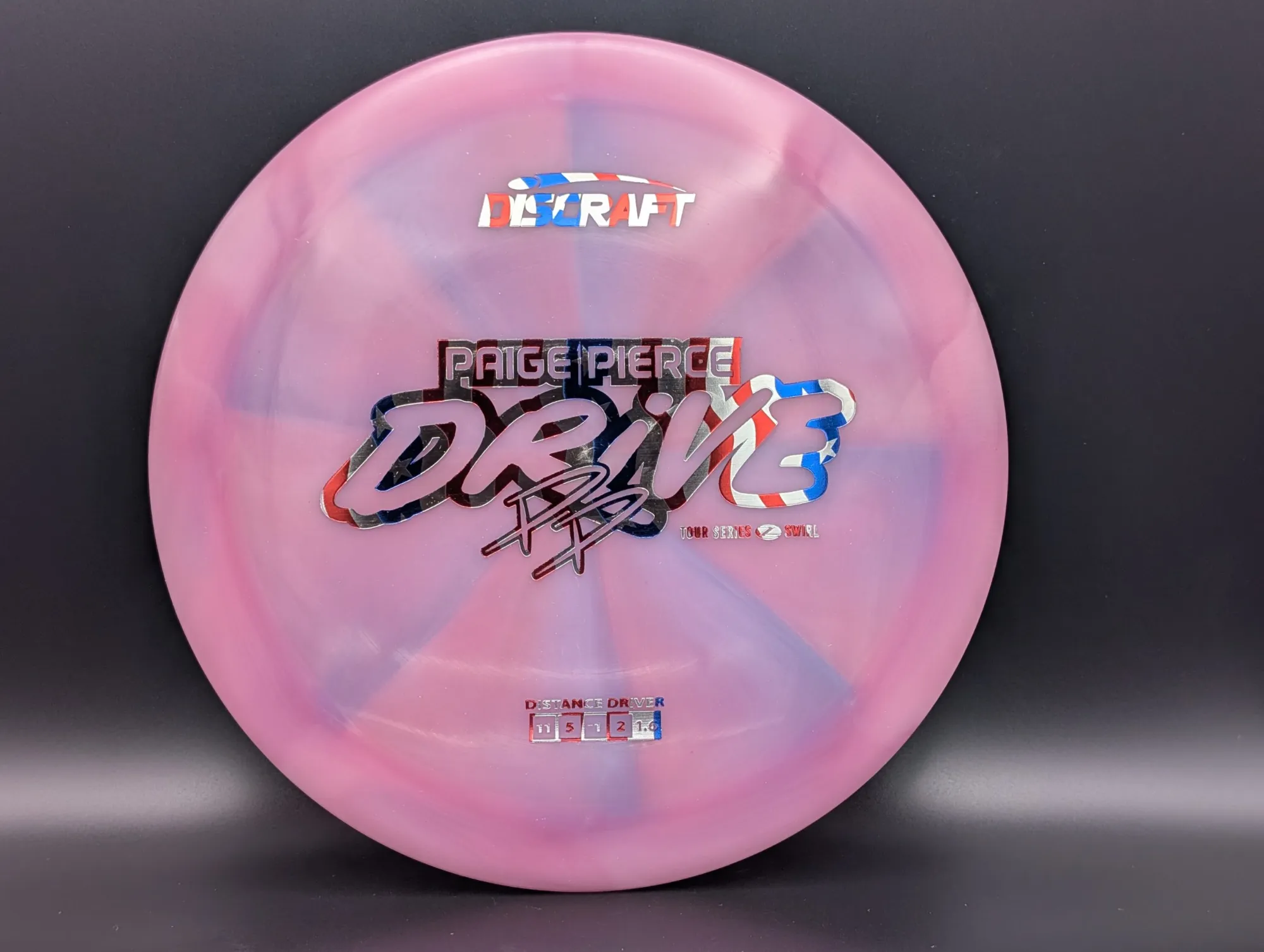 Photo of this disc, 173-174 g, Pink-Purple/USA